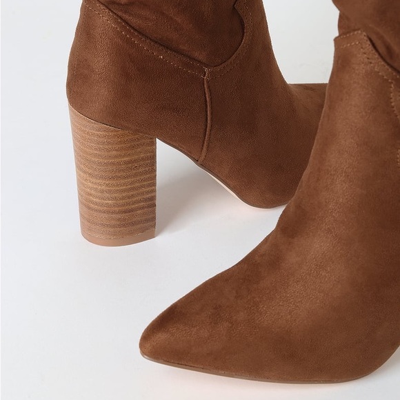 Lulus Taryne Taupe Suede Pointed-Toe Booties Size 5.5 - Picture 3 of 14